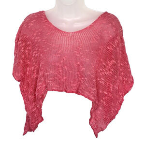 Unbranded Women's Tight Knit Woven Crop Top Coverup Short Sleeve Pink Size S